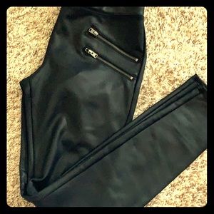 Express Faux Leather Leggings with Zippers